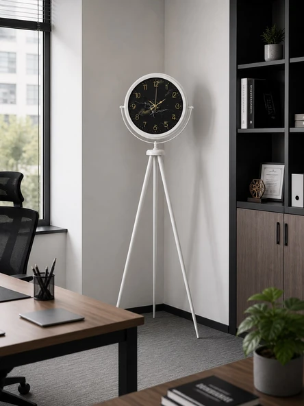Premium Mermer Desenli Tripod Ayaklı Saat ürün görseli 1