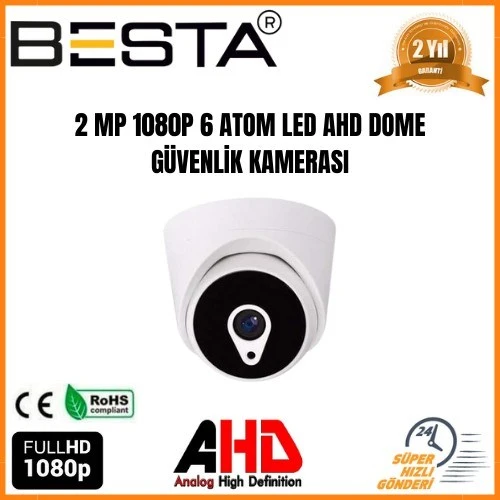 2 MP 1080P 6 ATOM LED Dome AHD Güvenlik Kamerası 50 Adet Koli ürün görseli 1