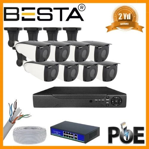 5 MP 1440P 8 DIŞ MEKAN KAMERALI IP POE Güvenlik Seti ürün görseli 1