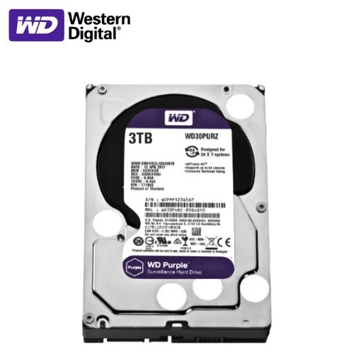 Western Digital 3.5" 3 TB Purple WD30PURZ SATA 3.0 5400 RPM Hard Disk ürün görseli 1