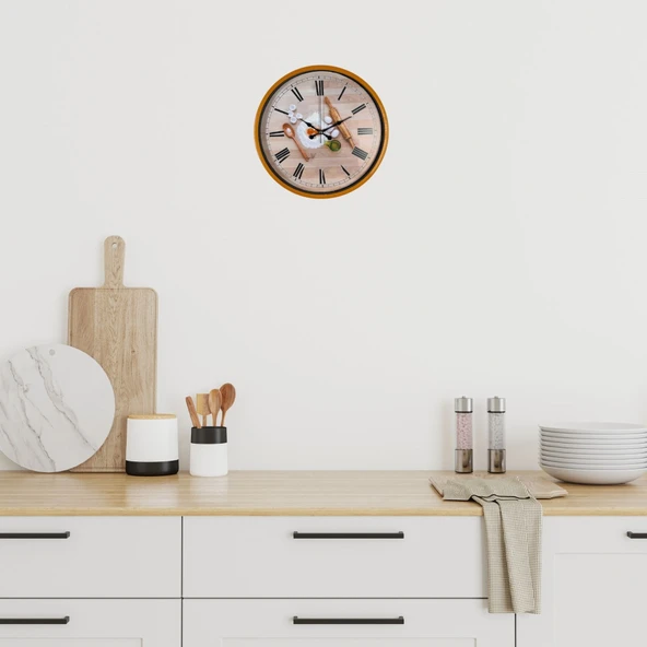 Rustic Kitchen Turuncu 36 Cm Duvar Saati ürün görseli 1