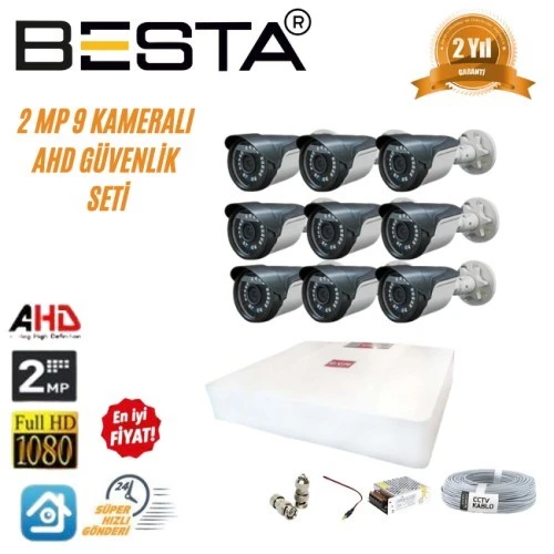 2MP Ahd 1080P Gece Görüşlü 9 Kameralı Güvenlik Sistemi ürün görseli 1