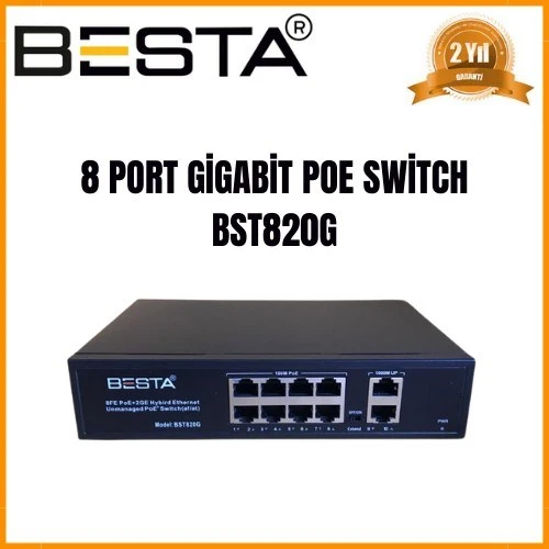 8 PORT GİGABİT POE SWİTCH 10/100/1000 Mbps BST820G ürün görseli 1