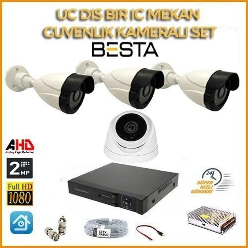 2 MP 1080P 3 Dış Mekan 1 İç Mekan Kameralı Ahd Güvenlik Seti ürün görseli 1