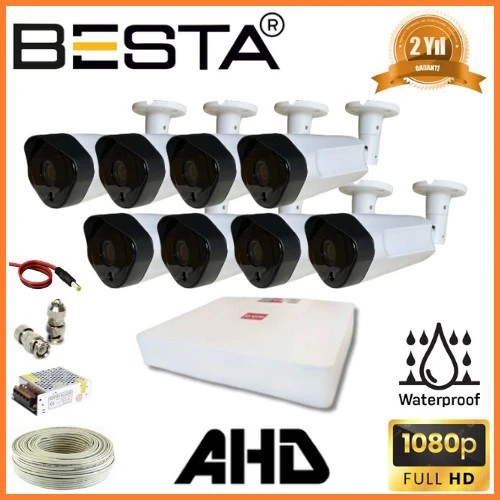 2 MP 1080P 8 Dış Mekan Kameralı AHD Güvenlik Seti ürün görseli 1