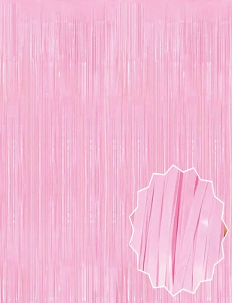 Soft Pembe Püsküllü Kapı Perdesi - Parti, Baby Shower, Cinsiyet Partisi 1x2 m ürün görseli 1