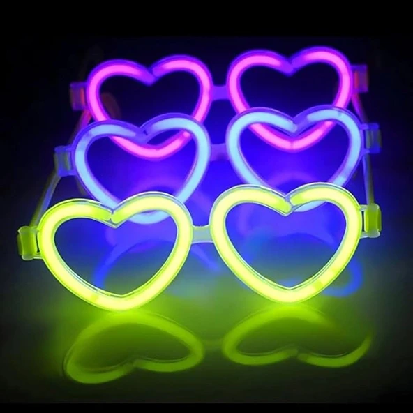 Glow Kalpli Fosforlu Gözlük 6 lı Renkli Set - Neon Parti ürün görseli 1