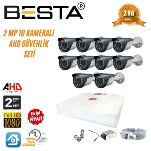 2MP Ahd 1080P Gece Görüşlü 10 Kameralı Güvenlik Sistemi ürün görseli 1