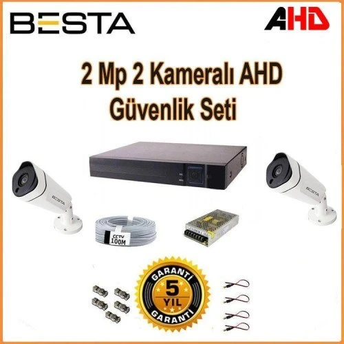 2Mp Ahd 1080P Gece Görüşlü 2 Kameralı Güvenlik Sistemi ürün görseli 1