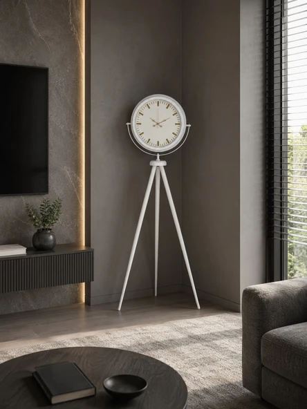 Aura Beyaz Tripod Ayaklı Saat ürün görseli 1