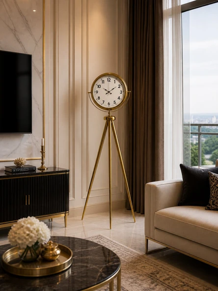Gold Tripod Ayaklı Lüks Saat ürün görseli 1