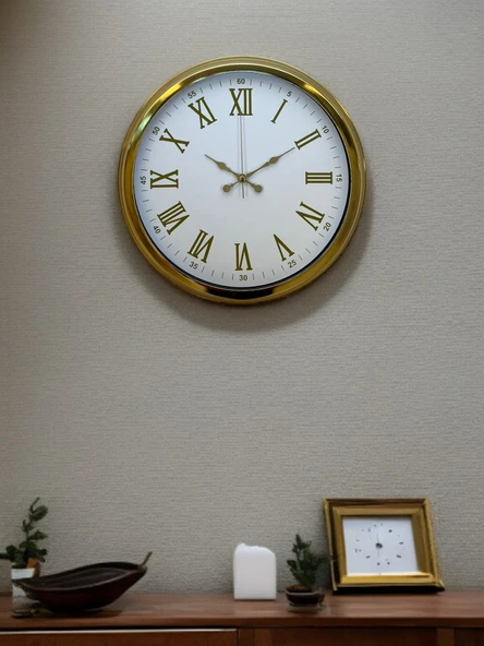 Royal White Gold 40 Cm Metal Duvar Saati ürün görseli 1