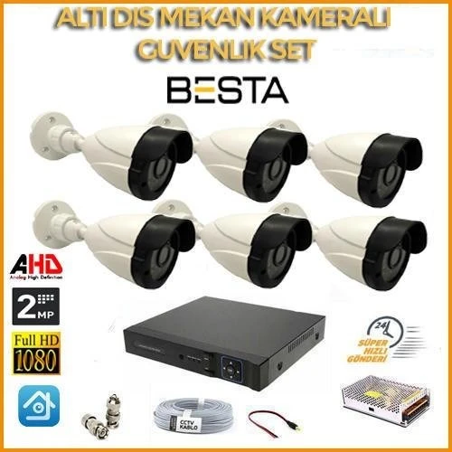 2MP 1080P 6 Dış Mekan Kameralı Ahd Güvenlik Seti ürün görseli 1