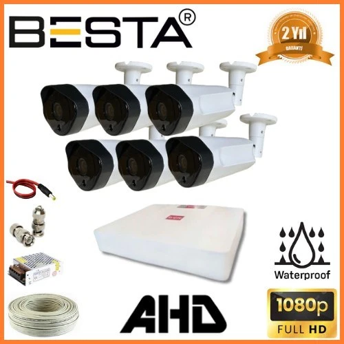2 MP 1080P 6 Dış Mekan Kameralı AHD Güvenlik Seti ürün görseli 1