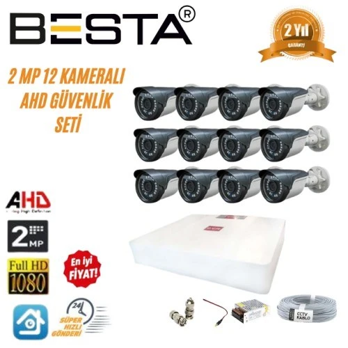 2 MP Ahd 1080P Gece Görüşlü 12 Kameralı Güvenlik Sistemi ürün görseli 1