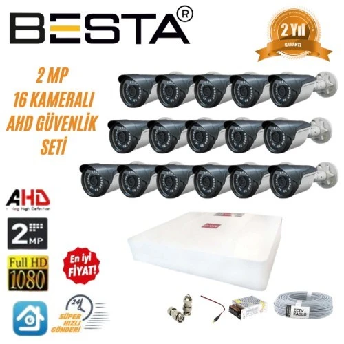 2 MP Ahd 1080P Gece Görüşlü 16 Kameralı Güvenlik Sistemi ürün görseli 1