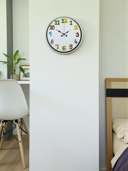 36 Cm Krem Çocuk Odası Duvar Saati ürün görseli 1