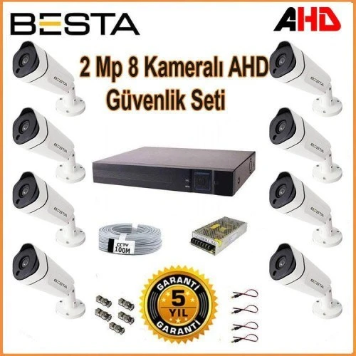 2Mp Ahd 1080P Gece Görüşlü 8 Kameralı Güvenlik Sistemi ürün görseli 1