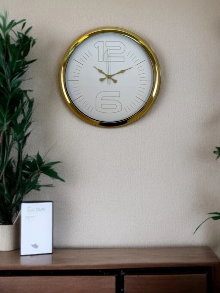 Elegant White Gold 40 Cm Metal Duvar Saati ürün görseli 1
