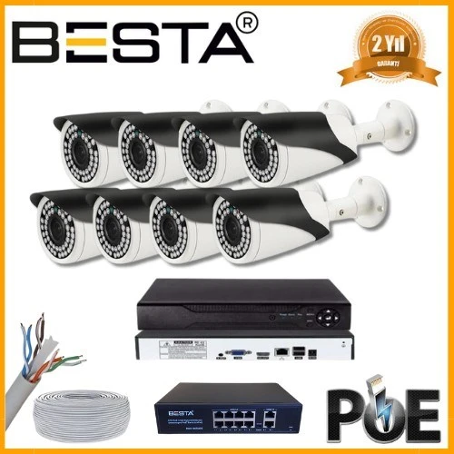 5 MP 1440P 8 Kameralı IP POE Güvenlik Seti ürün görseli 1