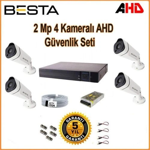 2Mp Ahd 1080P Gece Görüşlü 4 Kameralı Güvenlik Sistemi ürün görseli 1