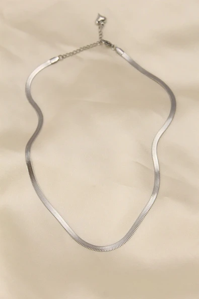 316L Çelik Silver Renk 45 cm İtalyan Zincir Model Kadın Kolye ürün görseli 1