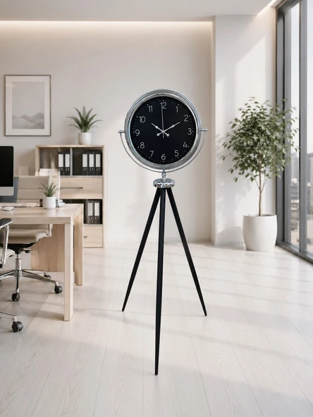 Krom Zarif Tripod Ayaklı Saat ürün görseli 1