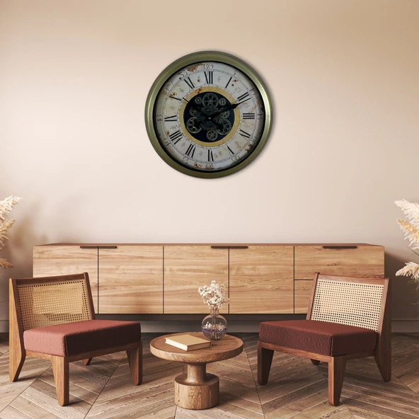 Vintage Aurea 60 Cm Çarklı Duvar Saati ürün görseli 1