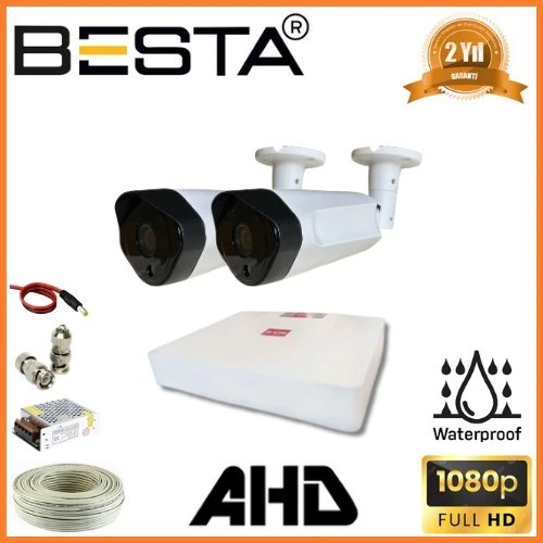 2 MP 1080P 2 Dış Mekan Kameralı AHD Güvenlik Seti ürün görseli 1