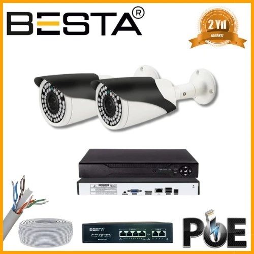 5 MP 1440P 2 Kameralı IP POE Güvenlik Seti ürün görseli 1