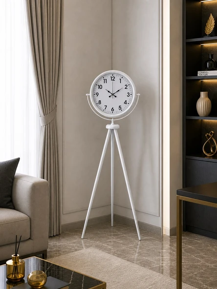 Soft Beyaz Dekoratif Tripod Ayaklı Saat ürün görseli 1