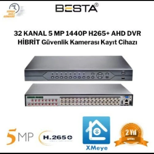 32 KANAL 5 MP 1440P H265+ AHD DVR Güvenlik Kamerası Kayıt Cihazı ürün görseli 1