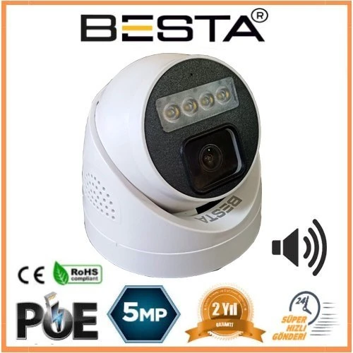 5 MP IP POE WARM LED Dahili Mikrofonlu Dome Güvenlik Kamerası KD-5250WB ürün görseli 1