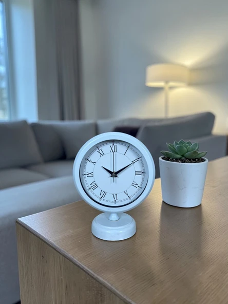 White Pure Roman 25 x 20 Cm Metal Masa Saati ürün görseli 1