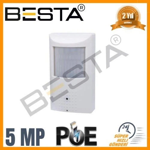 5 MP 1440P 48 IR LED IP POE DAHİLİ MİKROFONLU PIR DEDEKTÖR GÖRÜNÜMLÜ Güvenlik Kamerası ürün görseli 1
