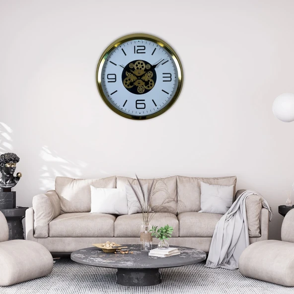 Modern Prestige Gold 60 Cm Çarklı Duvar Saati ürün görseli 1