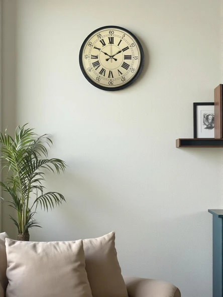 36 Cm Siyah Retro Tasarım Duvar Saati ürün görseli 1