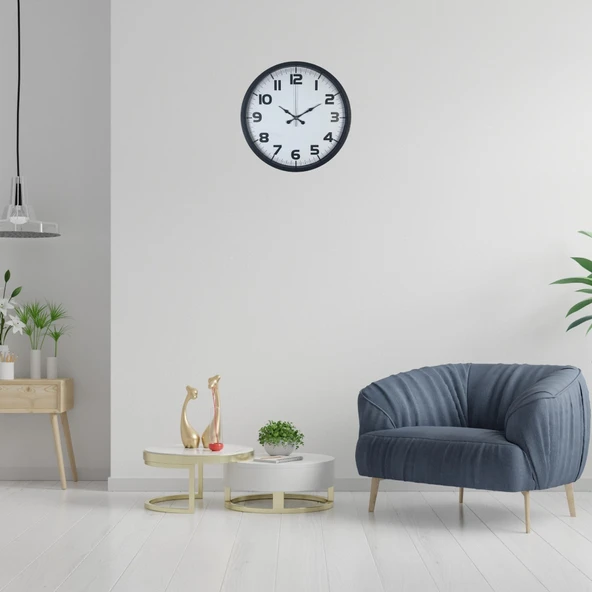 Siyah 36 Cm Büyük Rakamlı Duvar Saati ürün görseli 1