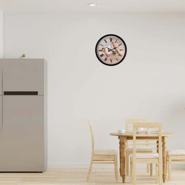 Chef Kitchen Siyah 36 Cm Dekoratif Duvar Saati ürün görseli 1