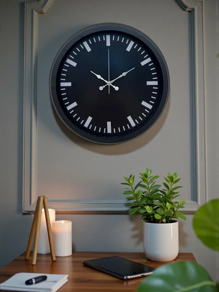 Black Baseline 40 Cm Metal Duvar Saati ürün görseli 1