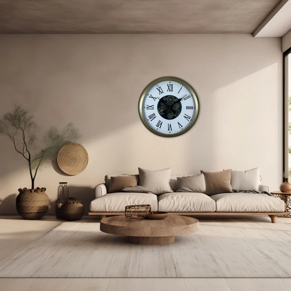 Roma Elegance Eskitme 60 Cm Çarklı Duvar Saati ürün görseli 1