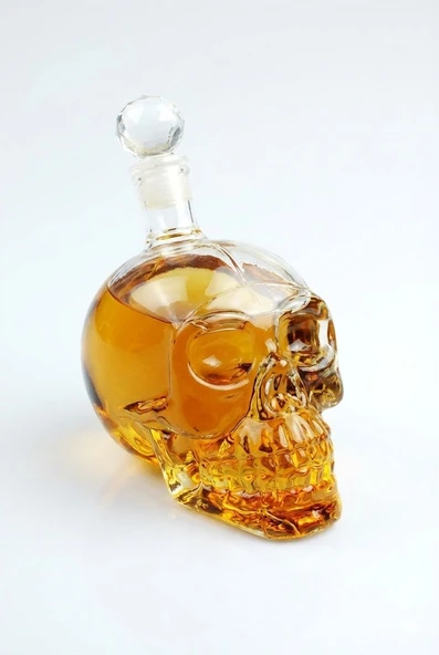 Crystal Head Kuru Kafa Cam Şişe Viski Likör Hediyelik Sürahi (550 ML) ürün görseli 1