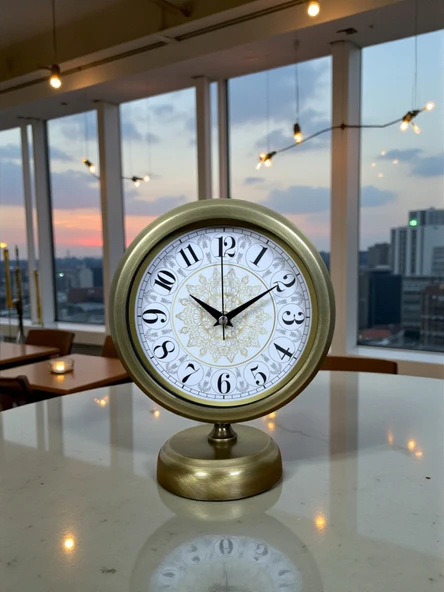 Eskitme Motifli 25 x 20 Cm Metal Masa Saati ürün görseli 1