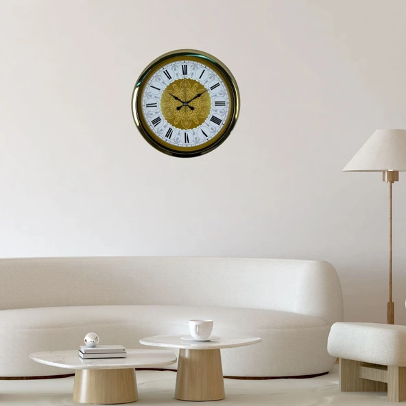 Gold Motifli 40 Cm Metal Duvar Saati ürün görseli 1