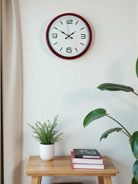 36 Cm Kırmızı Modern Dekoratif Duvar Saati ürün görseli 1