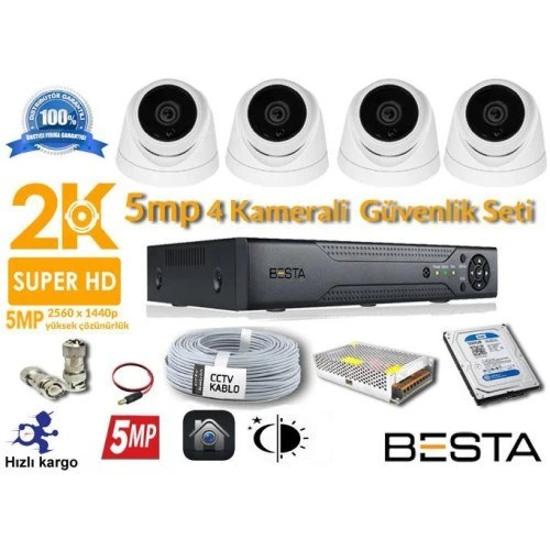 5MP 4 Kameralı AHD Güvenlik Seti ürün görseli 1