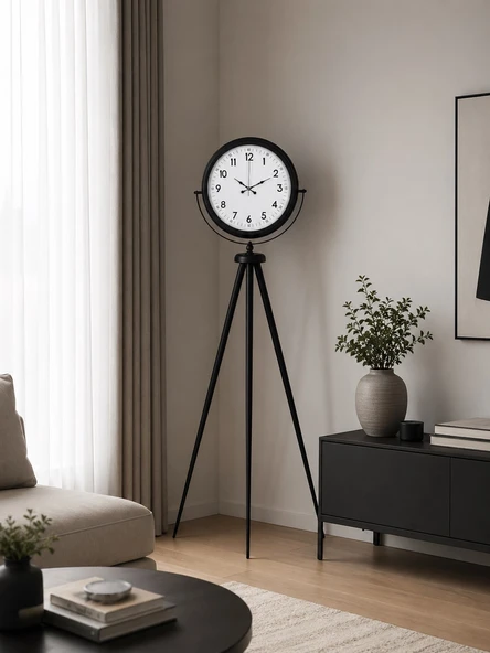 Siyah Tripod Ayaklı Dekoratif Saat ürün görseli 1