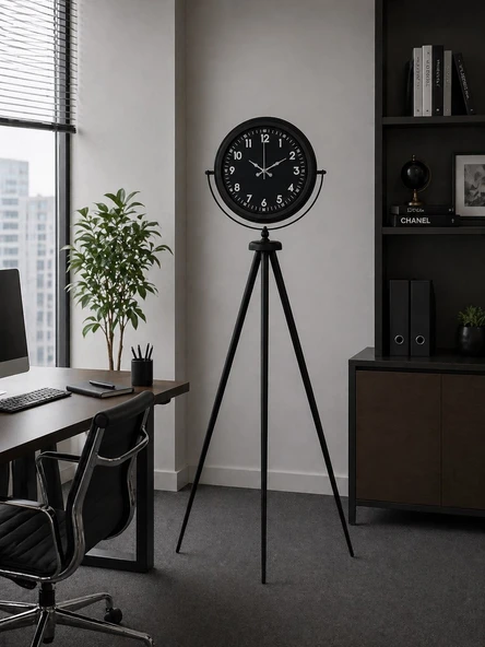 Royal Black Tripod Ayaklı Modern Tasarım Saat ürün görseli 1