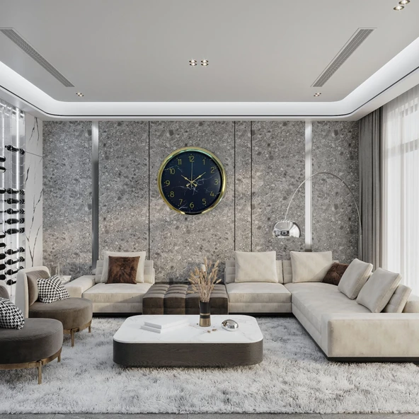 Royal Marble Gold 40 Cm Metal Duvar Saati ürün görseli 1