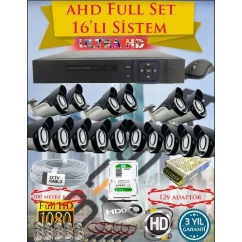 2Mp Ahd 1080P Gece Görüşlü 16 Kameralı Güvenlik Sistemi - 500GB HDD ürün görseli 1